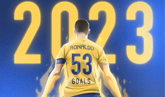 Cristiano Ronaldo con 53 goles termina el año como goleador del 2023 con 53 goles.