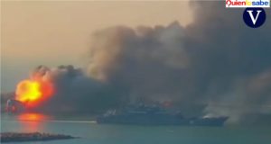 Cámara de seguridad capta la destrucción del barco Ruso.