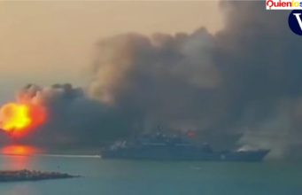 Ucrania destruye barco de Flota Rusa Mar Negro. Cámara de seguridad capta la destrucción del barco Ruso.