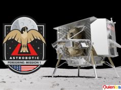 El modulo lunar Peregrine que se espera que descienda en la superficie lunar.