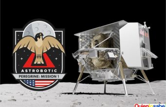 El modulo lunar Peregrine que se espera que descienda en la superficie lunar.