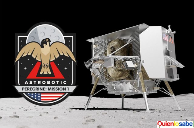 El modulo lunar Peregrine que se espera que descienda en la superficie lunar.