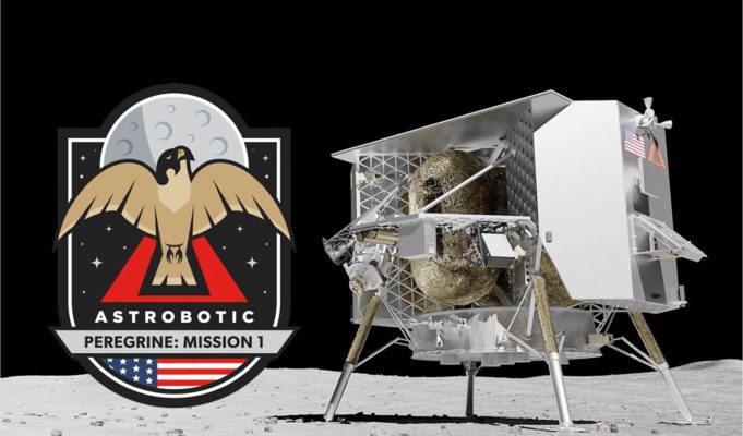 El modulo lunar Peregrine que se espera que descienda en la superficie lunar.