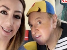 Carlos Villagrán con su hija Vanesa quien lo defiende de las criticas recibidas los últimos días.