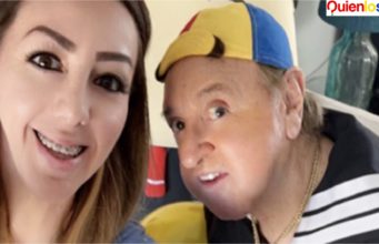 Carlos Villagrán con su hija Vanesa quien lo defiende de las criticas recibidas los últimos días.