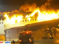 Avión se incendia en pista de Japón, aun no hay claridad de lo que causo el siniestro.