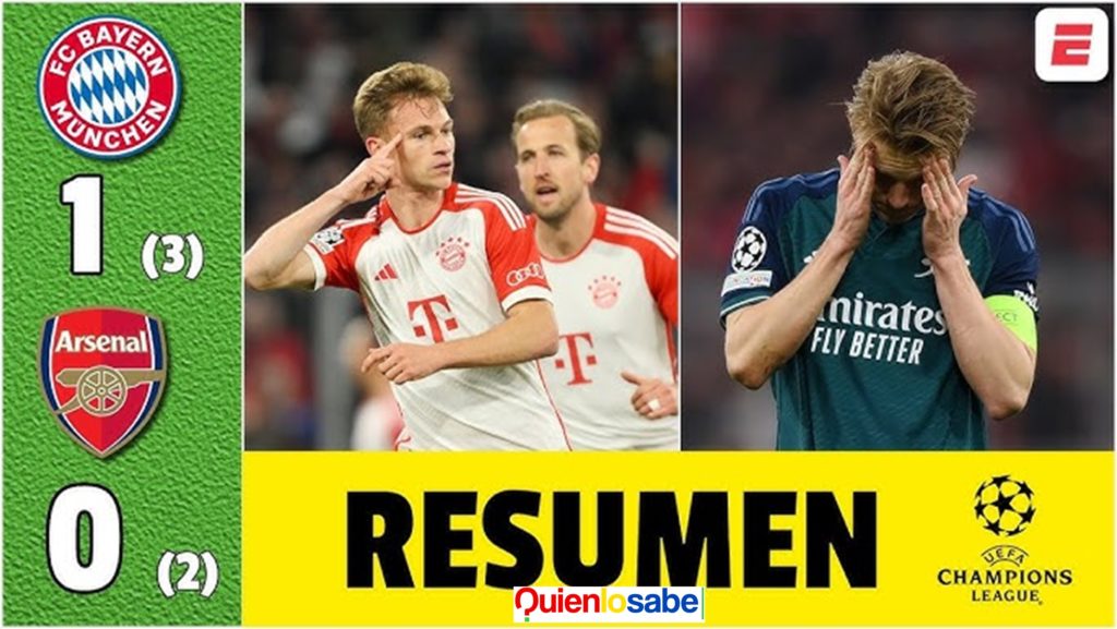 Bayer de Múnich deja por fuera al Arsenal de la Champions League al ganarle 1 a 0 en el Allianz Arena.